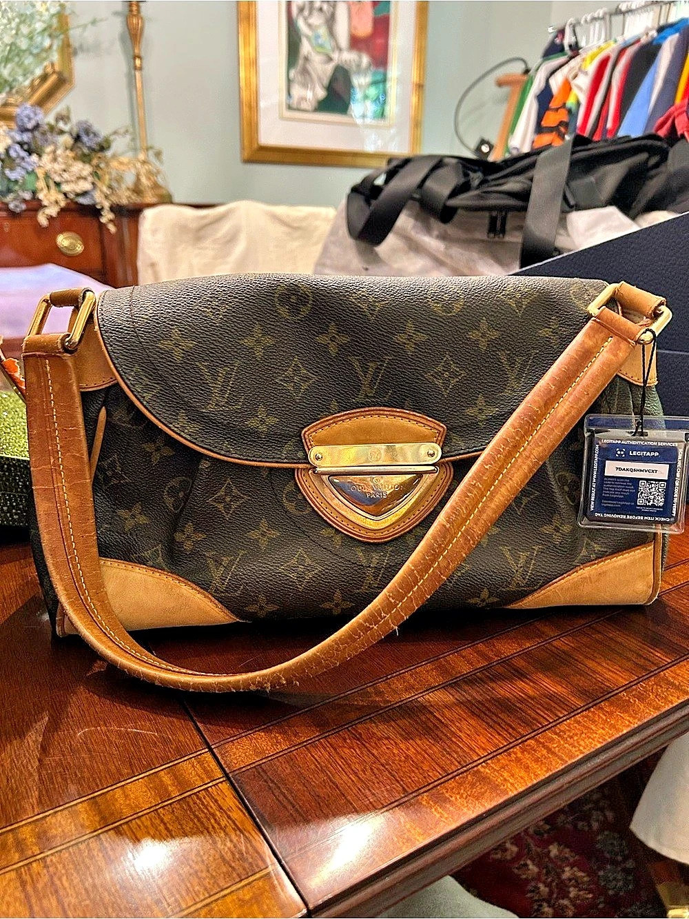 Louis Vuitton Sologne Monogram Shoulder Bag Brown & Black